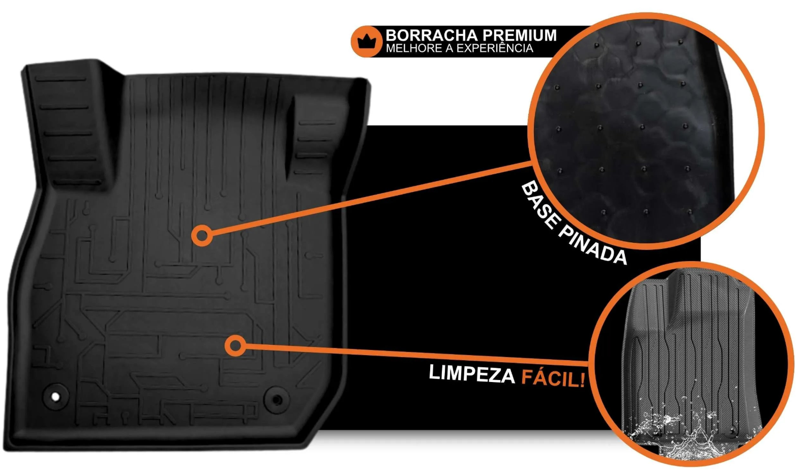 Tapete bandeja 3D com borracha premium